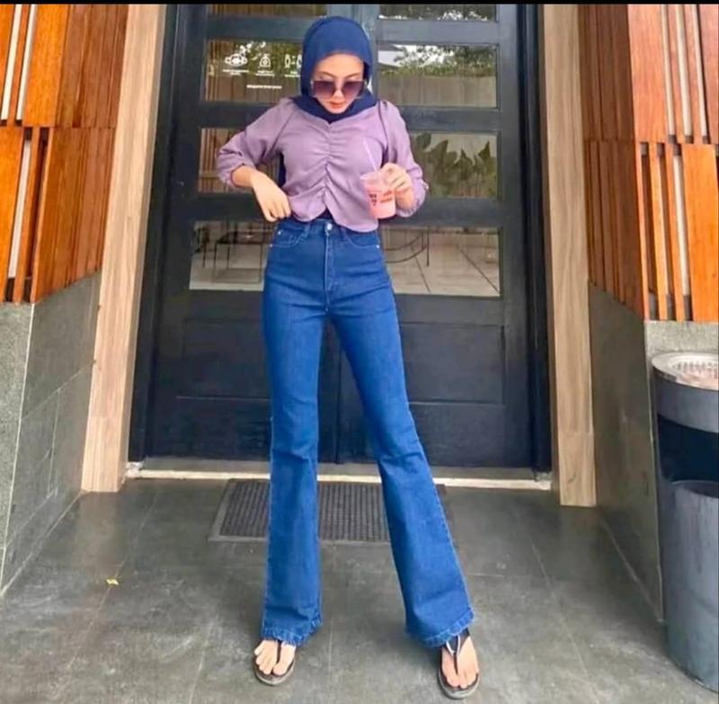 Yas Yas - Cutbray jeans higwaist model korean Style Wanita Denim Panjang Cewek Celana Melar celana cutbray outfit ootd  jeans  high  waist cutbray  jeans cutbray cutbray  jeans  wanita cut  bray  jeans  001 Skinny Stretch Nyaman celana  jeans 4