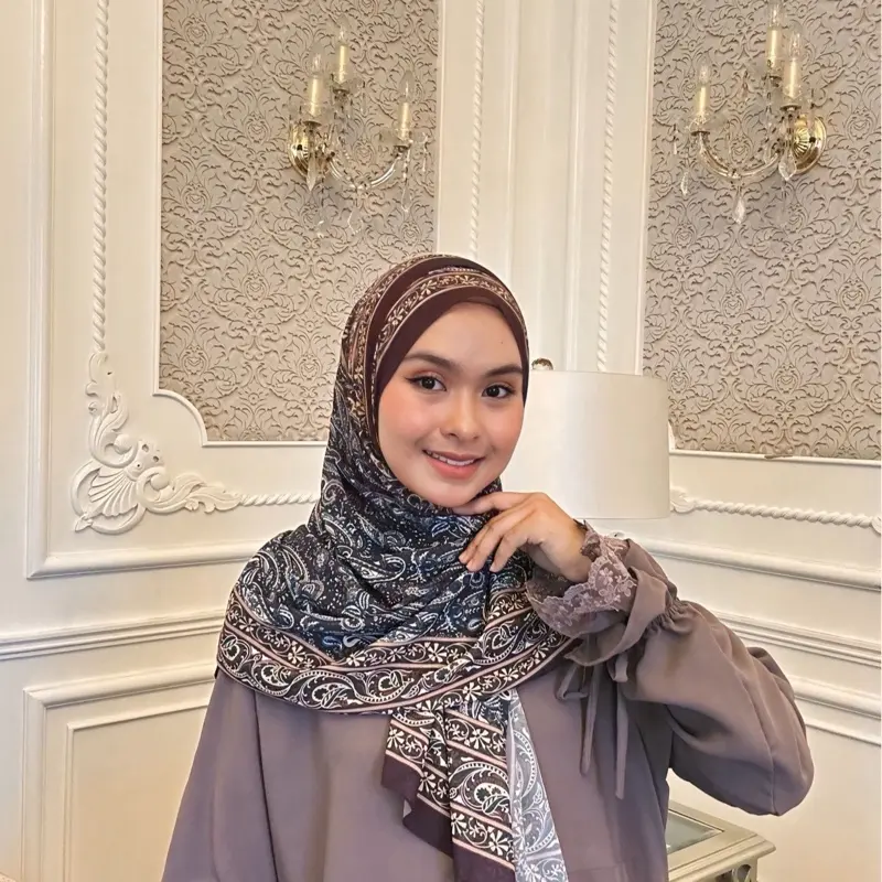 Zelisha Hijab - Pashmina Shafia 1, Motif Shawl (Kerudung Pashmina ceruti babydoll ) Pashmina muslimah wanita Ceruti babydoll