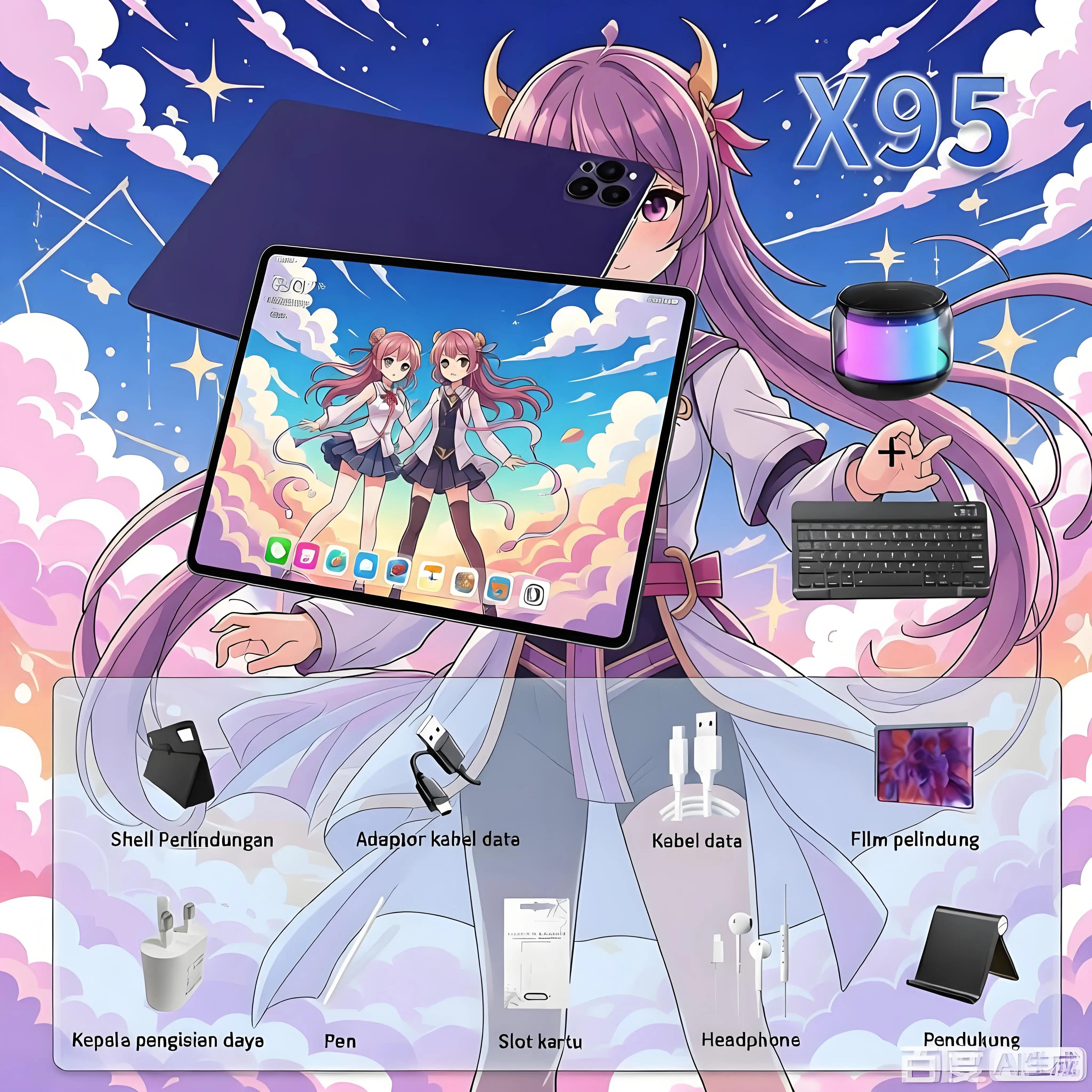 Dark Purple+Keyboard+speaker