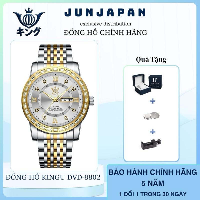 JunJapan Đồng Hồ Nam KINGU DVD-8802 Mặt Số 40mm Chống Nước 3ATM Pin 12 Tháng Bảo Hành Sang Trọng & Trẻ Trung