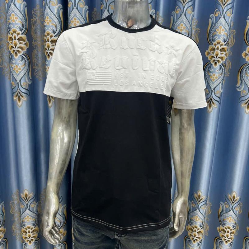 Áo thun rock revival cao cấp màu trắng phối đen logo dập nỗi