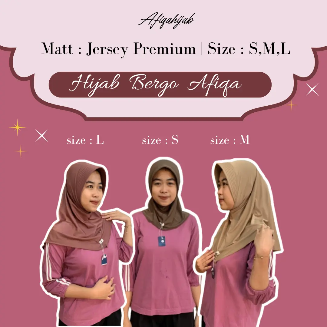 Hijab Sport Bergo Pet L Matt Jersey Premium by Afiqa Hijab- Bergo Afiqa Size L Muslim