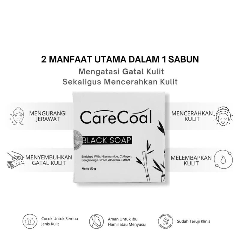 Product Introduction of Termurah Sabun CARECOAL BLACK SOAP Sabun Mandi Untuk Mengatasi Kulit Gatal dan Mencerahkan Kulit Perawatan Tubuh 0