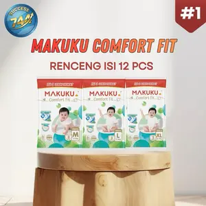 Makuku Comfort Fit Renceng Isi 12 Pcs (4 Bungkus) Celana M12/L12/XL12 Popok Lembut Bayi Diapers Baby