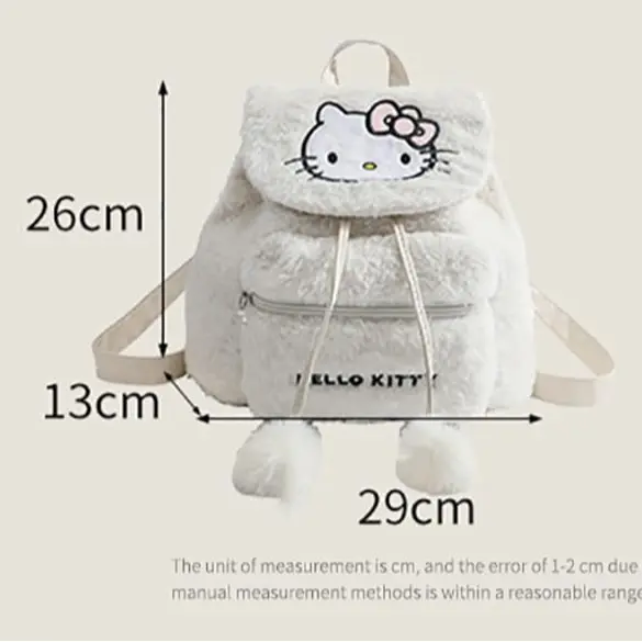 Tas Ransel Serut Boneka Bulu Sanrio Kawaii - Tas Ransel Premium Bulu Sannrio Tutup Depan Serut. 8
