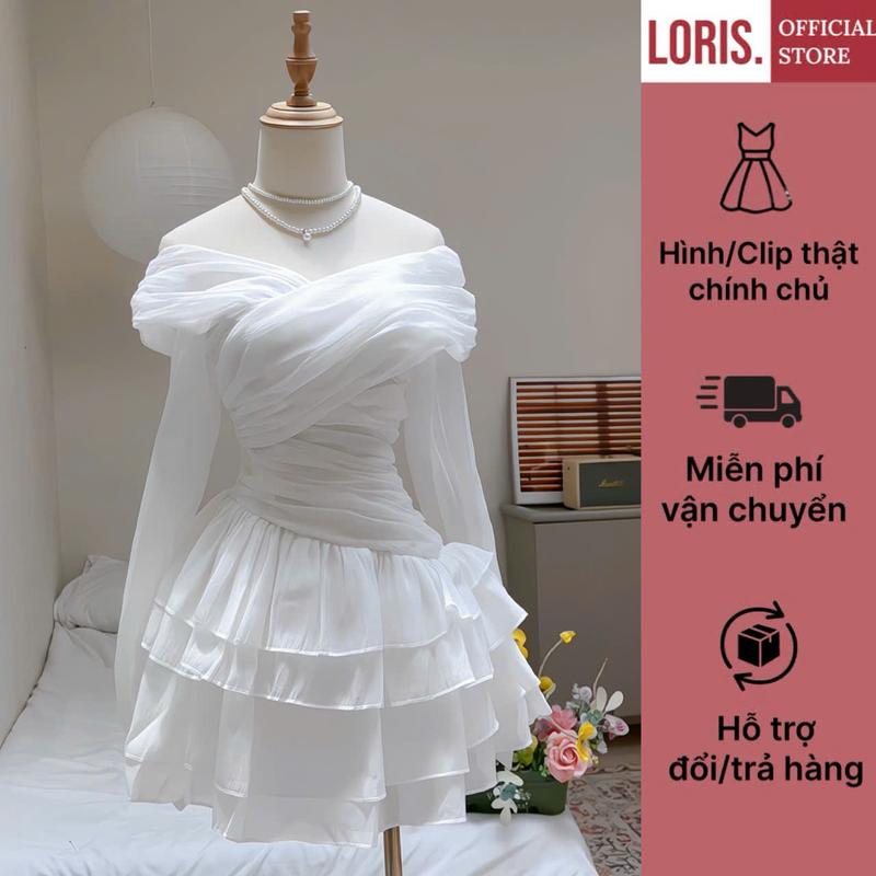  LORIS - Stella Dress  Đầm trễ vai tay dài chân váy xếp tầng bồng bềnh 