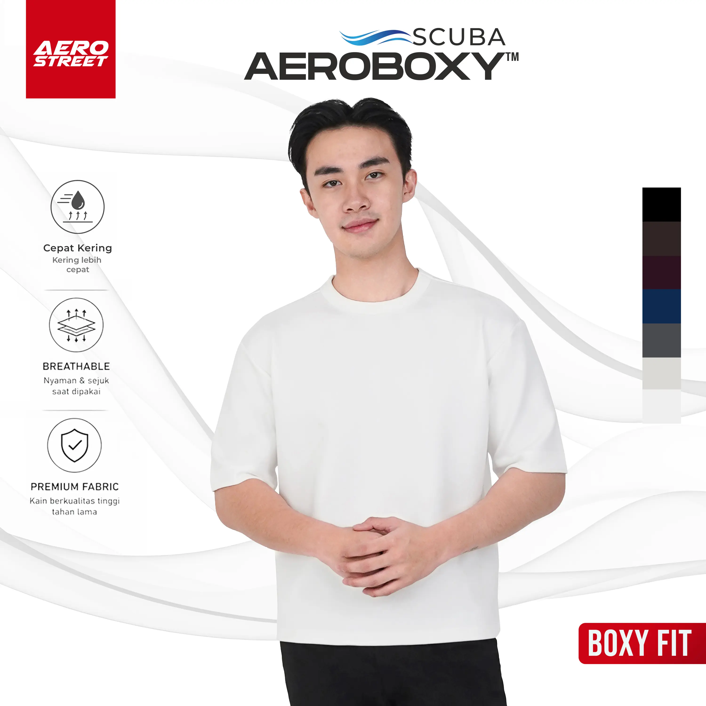 Aerostreet Zyro Kaos Pria Boxy Fit Broken White T-shirt Cowok Men Casual Basic Minimalis Tidak Mudah Kusut Clean Look FC1AA