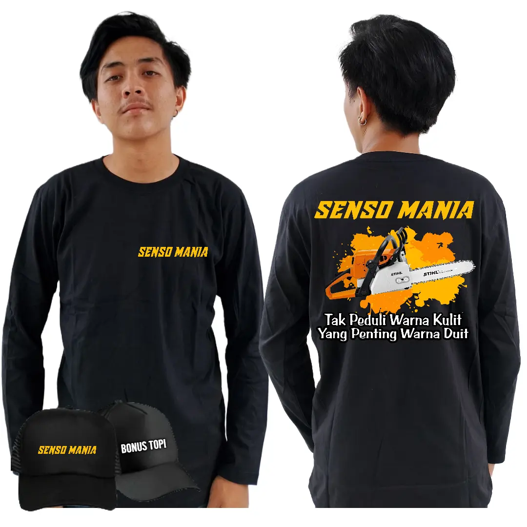KAOS DESAIN SENSO MANIA TAK PEDULI WARNA KULIT YANG PENTING WARNA DUIT KATA KATA KEREN BONUS TOPI