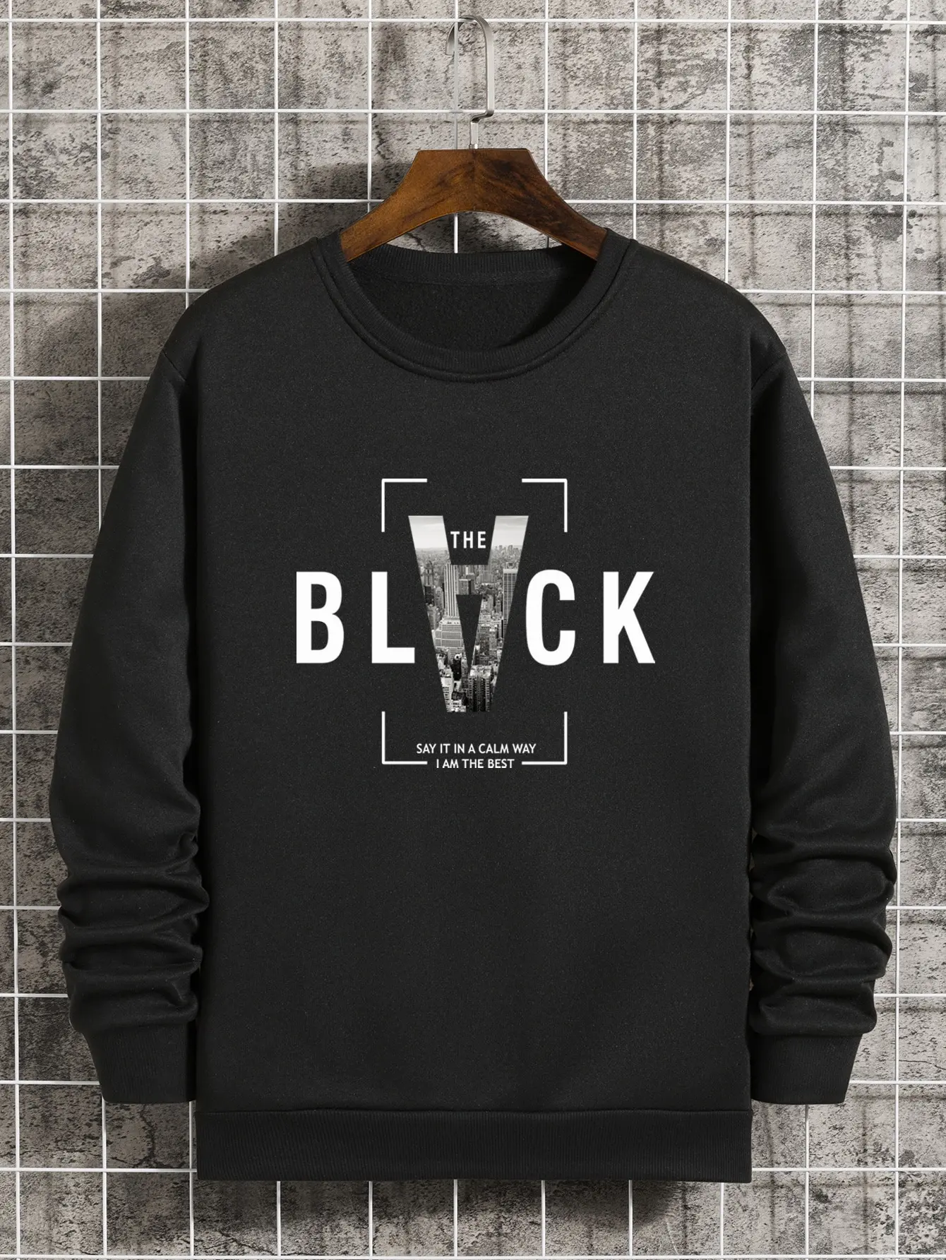 Sweater Crewneck Motif Black City Graph Terbaru Size M-XXL Sweatshirt