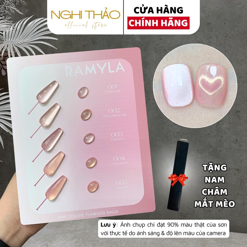 Set sơn gel mắt mèo cực quang hồng RAMYLA 5 màu