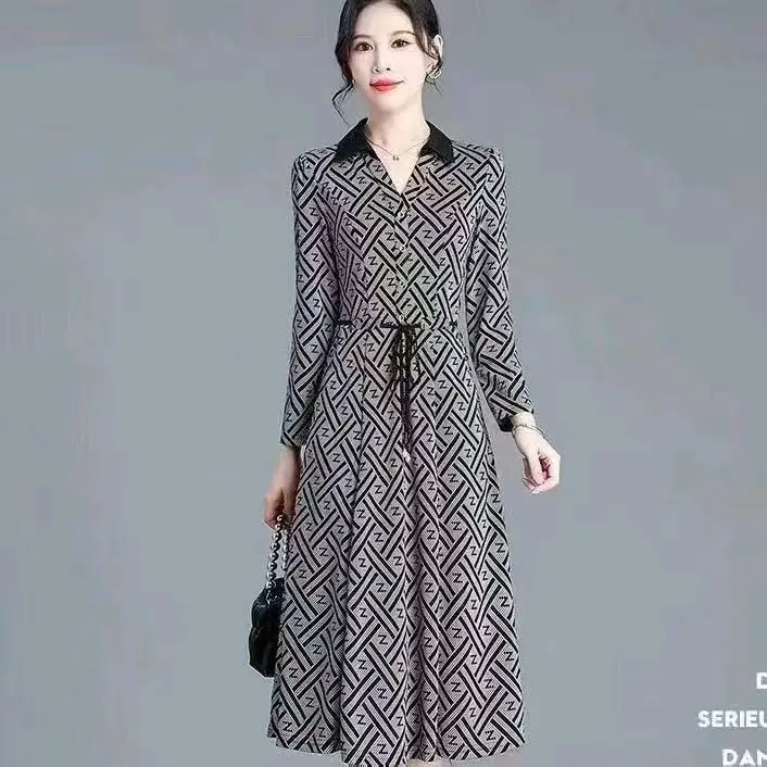 dress Agnes bahan katun premium lengan panjang