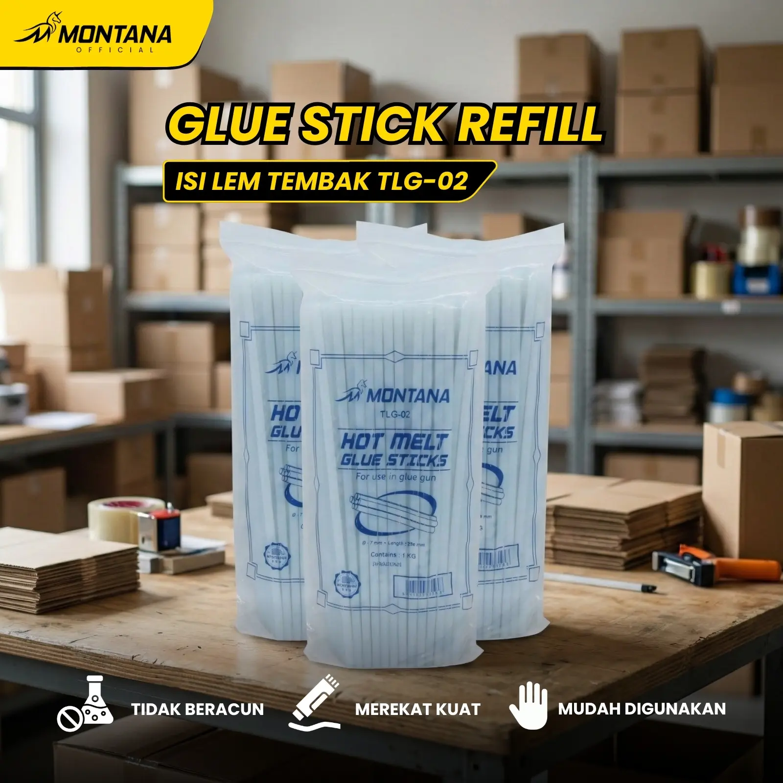 MONTANA Glue Stick Refill Isi Lem Bakar Tembak 20 Watt Perekat Serbaguna TLG-02/Box