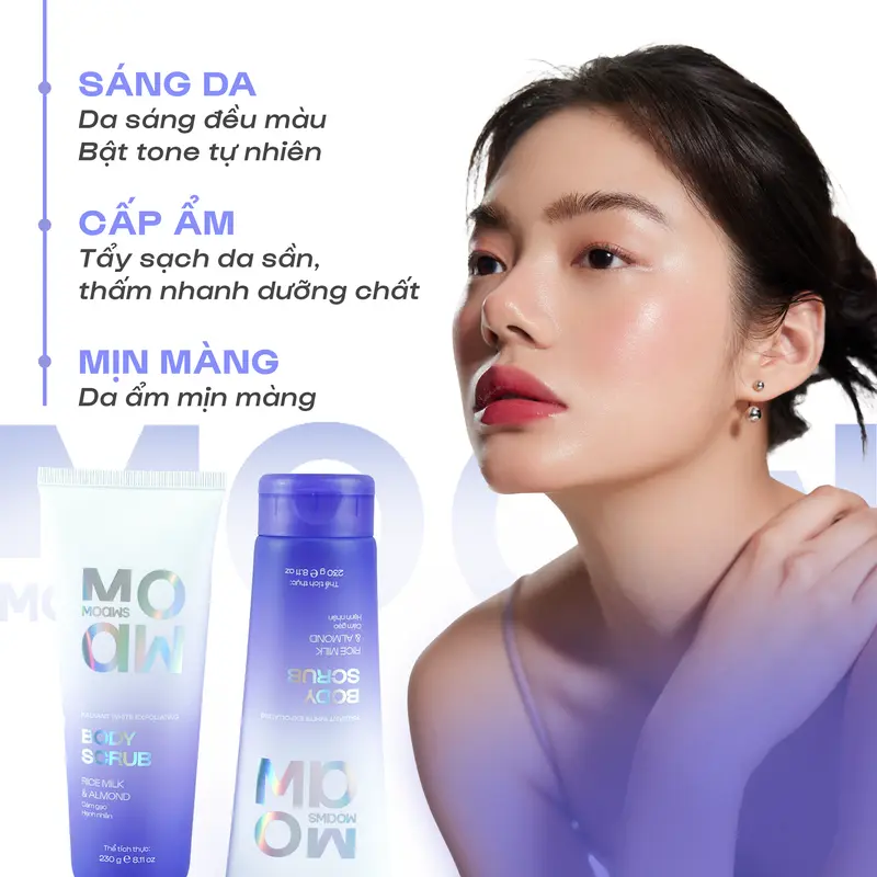 Product Introduction of LIVE [COMBO 3 TRẮNG MỊN] Scrub Body Sữa Gạo Hạnh Nhân Ủ Trắng  Glutathione Arbutin - Scrub Hỗ Trợ Dưỡng Sáng Da MOAW MOAWS - Tẩy Tế Bào Chết Vật Lý Hạt Mịn Không Gây Rát EHERB - Kem Tắm Hương Nước Hoa - Thấm Kem Nhanh - Nữ 2