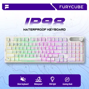 FURYCUBE IP98 RGB Mechanical Feel Keyboard  Wired/Wireless White Contours Suitable For Computer Office&Gaming Equipment Computer Accessories