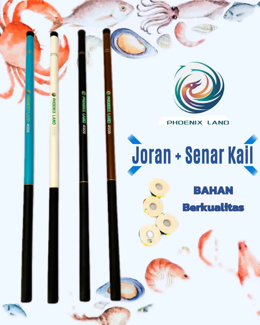 Merek terkenal Phoenix Land Joran Tegek Pancing Murah Joran Tegek Pancing Set Lengkap Senar dan Kail