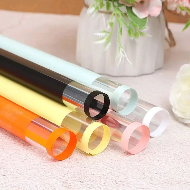 5 Lembar Kertas Buket double frame Opp - Kertas Buket Transparan Double list Bening