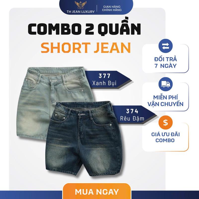COMBO 2 QUẦN SHORT JEAN NAM - FORM TRÊN GỐI -COTTON KHÔNG GIÃN- Freeship Denim…