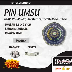 PIN Topi Mutz Bros UMSU Universitas Muhammadiyah Sumatera Utara Silver Resin Peniti Magnet Premium