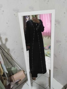 Product Review of ABAYA NAZIRA FULL HITAM  mote swarosky Hitam Polos terbaru 2024 Mutiara Muslim Wanita Bordir Ceruty from m**a l**🐱 1