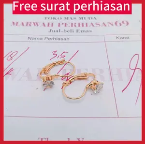 anting wanita emas muda motif desi permata dapat surat toko