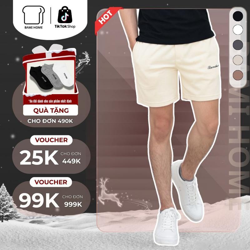 Quần short nam SIGNATURE chất vải nỉ chân cua thoáng khí thiết kế basic lưng thun co giãn thoải mái form trên gối dễ phối đồ QN26 BAMIHOME store 