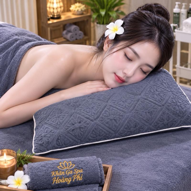 Gối cotton trần bông dùng trong Spa, mềm mại, bền đẹp, với nhiều loại màu sắc, kích thước ngang 32 dài 45cm