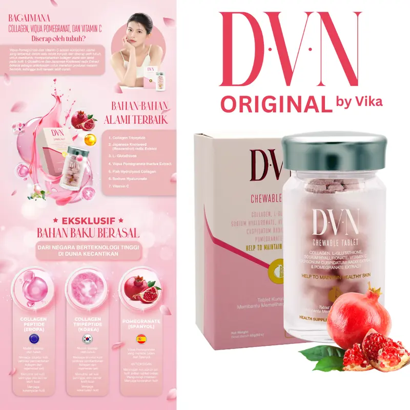DVN Original 1 BOX 60  Butir Ampuh Atasi Flek Hitam dengan Collagen Tripepted, Pomegranate, dan Japanese Knotweed Extract 4