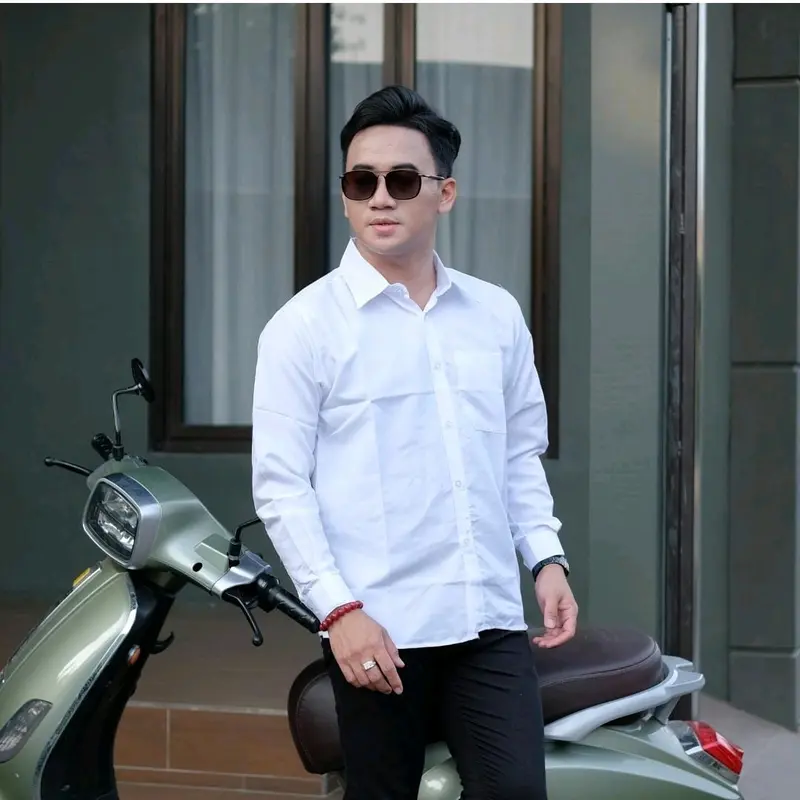 Kemeja Pria Katun Slimfit Panjang Formal - Lingkar Dada 104-122cm - Hitam, Kantor Baju Casual 0