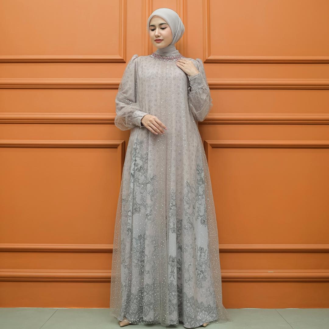 Aisyalina Id Varsella Dress Only Series Tanpa Hijab Bahan Ceruty Baby Doll Mix Tile Payet Dress Gamis Wanita
