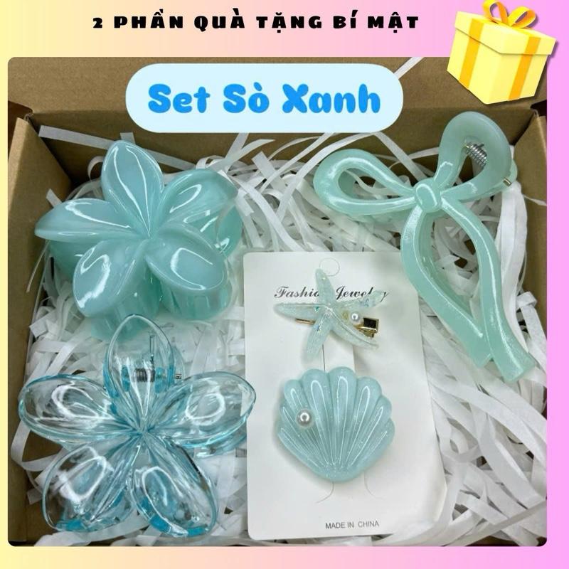 (TẶNG QUÀ BÍ MẬT) Sét 5 Kẹp Sò Và Hoa Sứ Đi Biển Dễ Thương Có Hộp Và Giấy Lót HYE STORE
