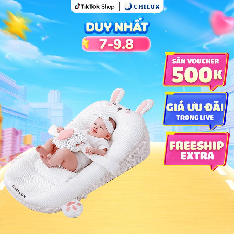 Gối chống trào ngược cho bé Chilux Thỏ Hồng - Thiết kế đa năng, an toàn