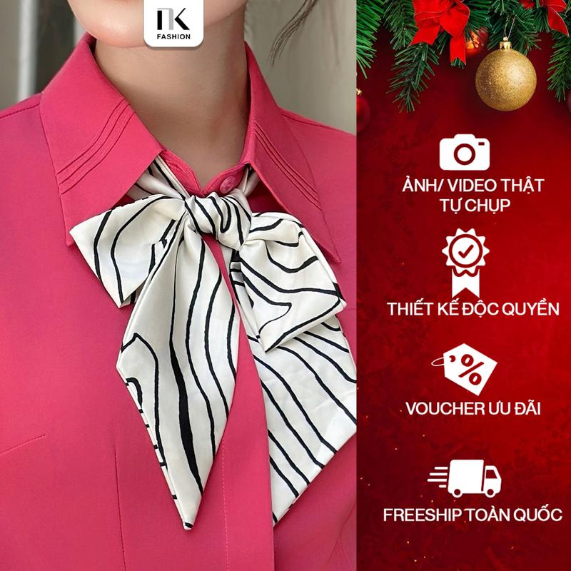  NK Fashion Khăn Buộc Nơ Cổ Thời Trang Tiết Nổi Bật Dễ Phối Đồ với áo Sơ Mi Áo Vest NKPK2203001 Lụa Trơn 