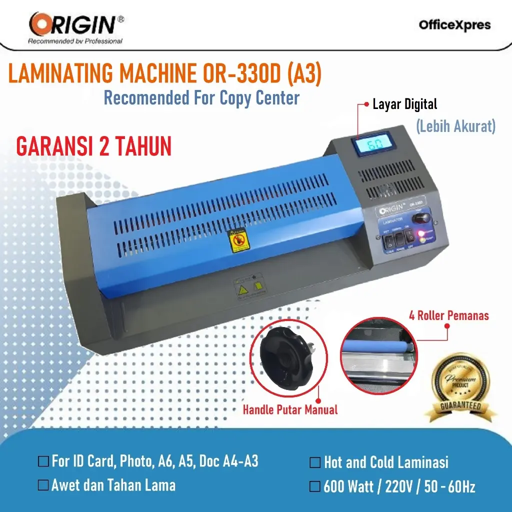 TERLARIS Mesin Laminating OR 330 / Laminating A3 / Laminator Kertas A3 Origin