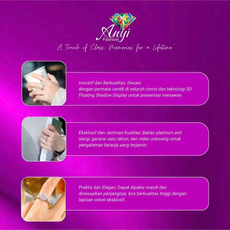 [64C] Cincin tunangan bentuk bunga ukuran adjustable untuk jari wanita elegan all size Rings 2