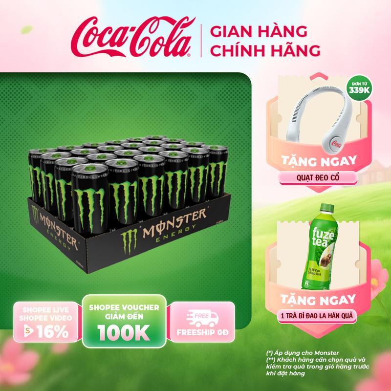 Lốc 24 Lon Nước Tăng Lực Giải Khát Monster Energy 355ml/Lon Sale 15.10 Coca-Cola Beverages VN_TT