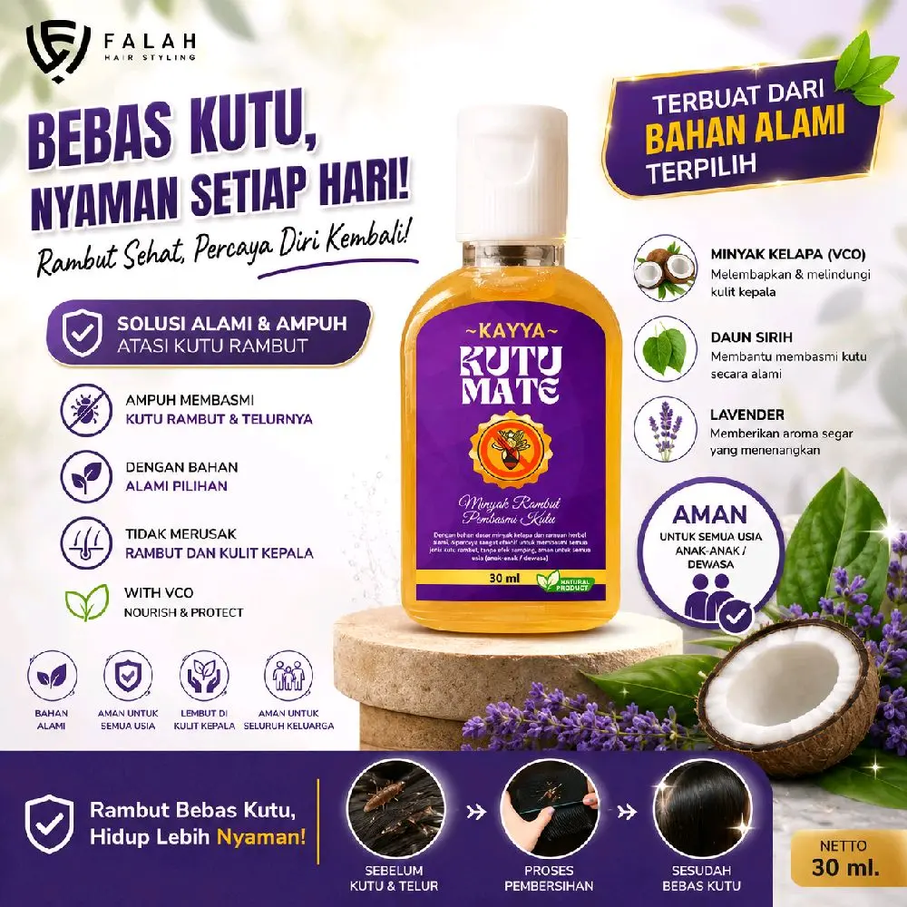 BB Kayya Kutu Mate Minyak Pembasmi Kutu Rambut Asli 30ml Haircare Perawatan Anti Kutu Rambut