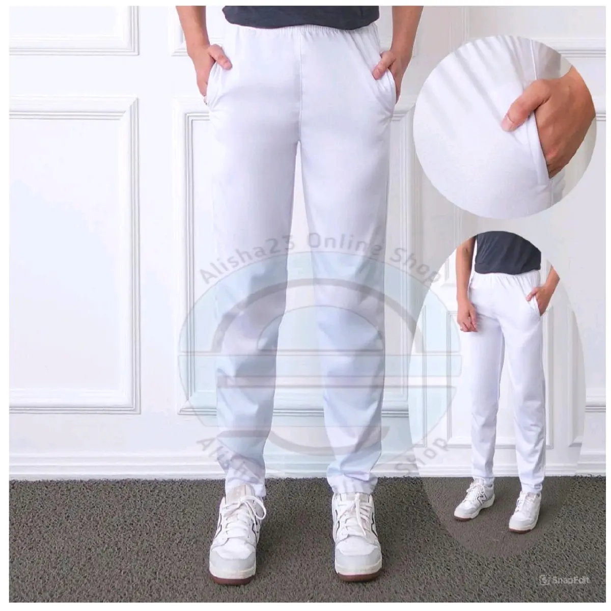 Celana Training putih polos/Trening olahraga pria dewasa hitam polos/Celana panjang seragam olahraga pria wanita putih polos Sport