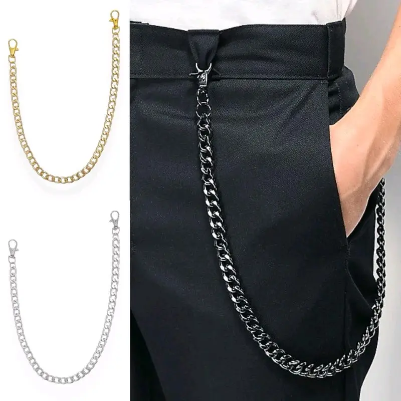 Stephanie Basic Chain Belt Pants Rantai Celana Rantai Jeans Denim Rantai Dompet Retro Punk Hiphop Pria