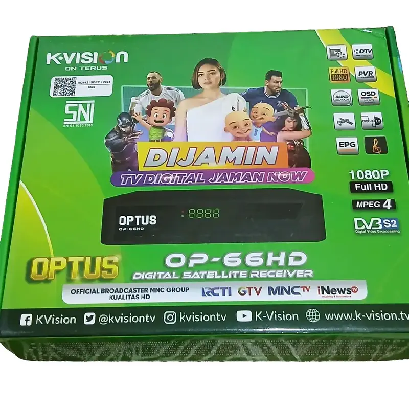 Receiver Optus 66-HD K-Vision C Band/Ku Band Bonus 1 Tahun Paket Cling 0