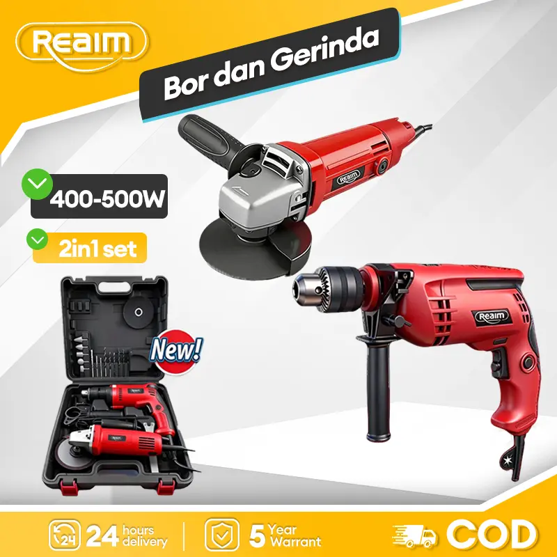 REAlM merah13mm bor dan gerinda mesin bor listrik bor gerindapaket bor dan gerinda mesin gerinda tangan paket bor paketbor dan gerinda