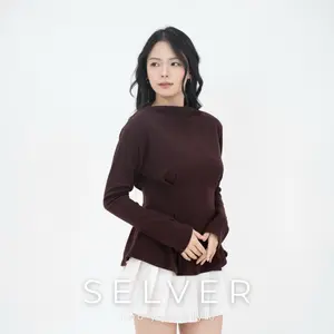 SELVER - Peplum Top Long Sleeves Ribbed Knit Atasan Knit Lengan Panjang Premium