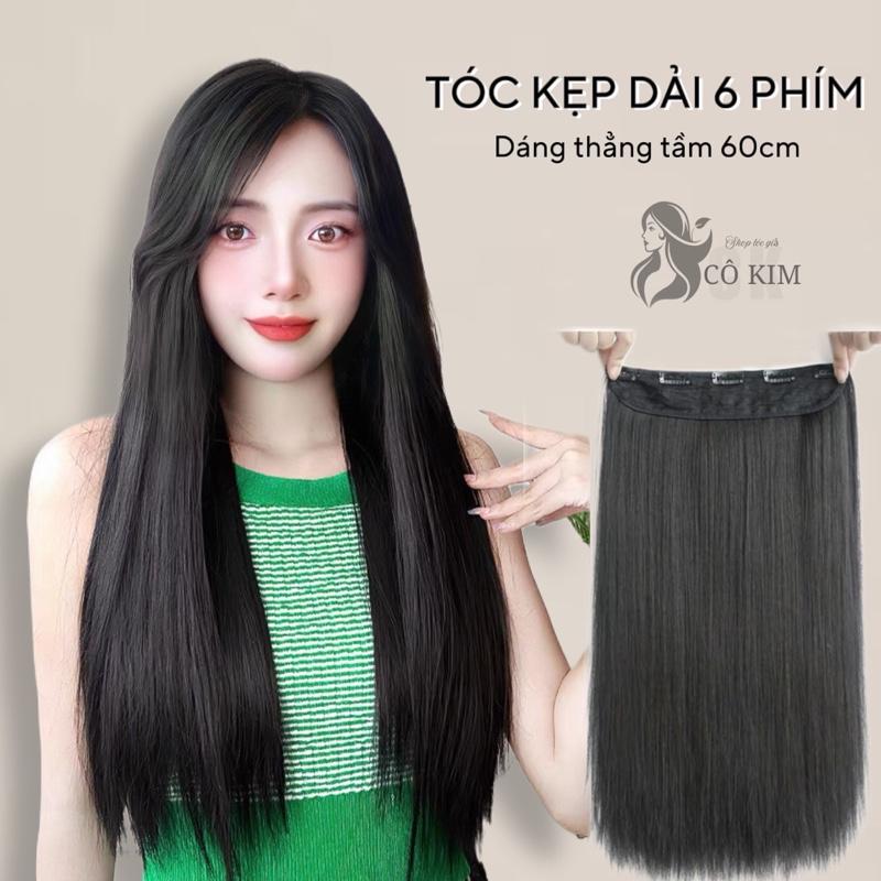 Tóc giả kẹp nửa đầu 6 phím liền dáng tóc thẳng tầm 60cm giúp nối tóc dài và dày hơn Women Wig