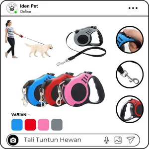 Tali Tuntun Harness Kekang Anjing Kucing Besar Kecil Rompi Herness Retractable Dog Leash