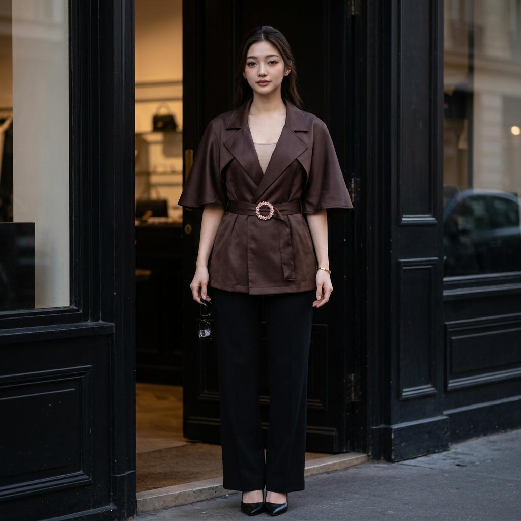 SERA TOP CAPE INSPIRED VEST Beige