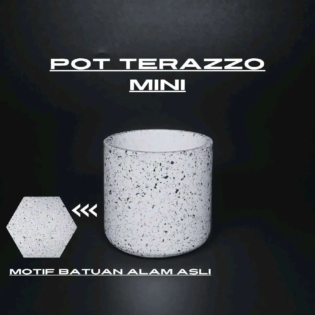 Pot Kapsul Mini 6cm Putih Teraso Batu Alam Kaktus Sukulen
