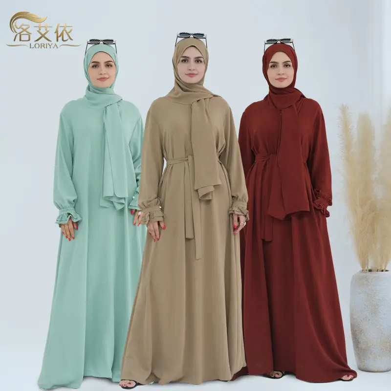new malay muslimah women's long dress abaya with hijab