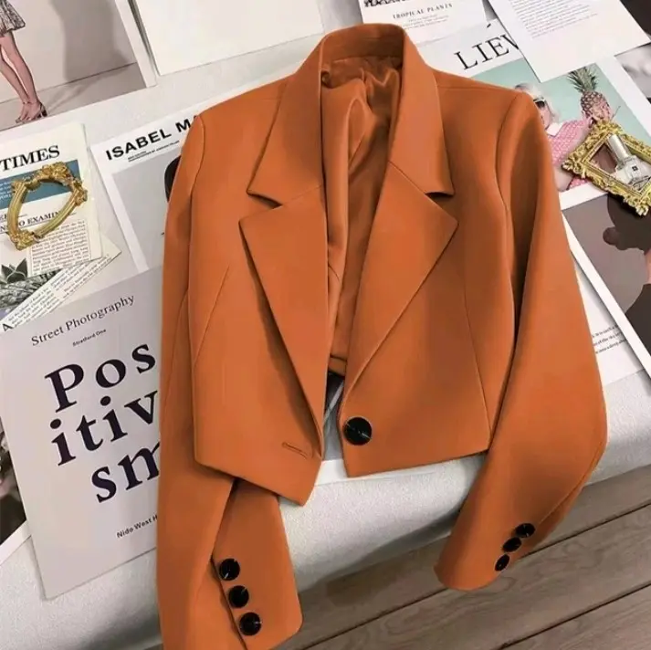 Blazer crop wanita, Blazer wanita korea , Blazer cropped Atasan 3