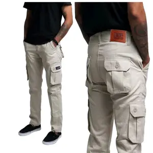 Celana Cargo Panjang Pria Premium Quality Tebal Nyaman - American Drill - Army, Abu