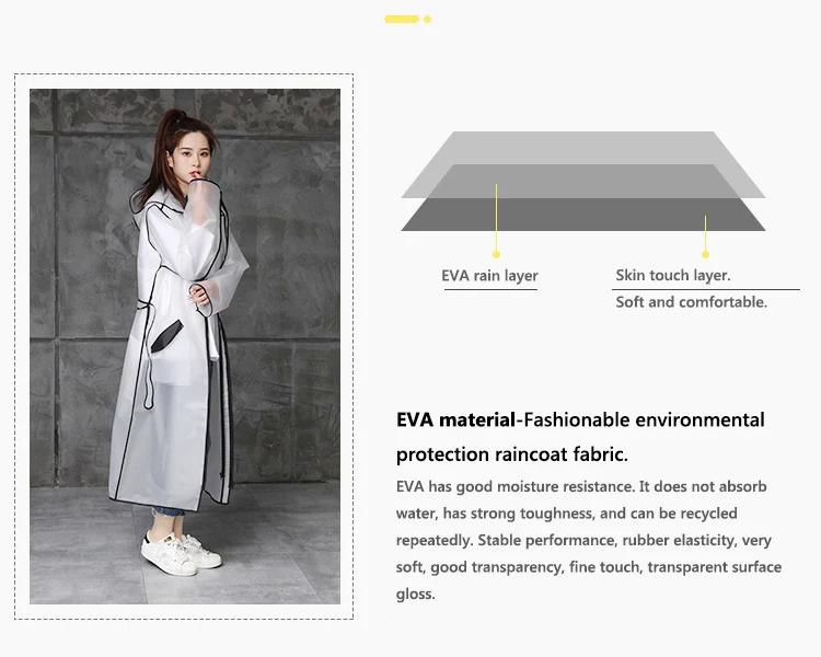 Product Introduction of Adult Long Transparent Waterproof Raincoat Women Rain Coat Men poncho Waistband Hooded Rain Jacket For Hiking Cycling Rainwear 11