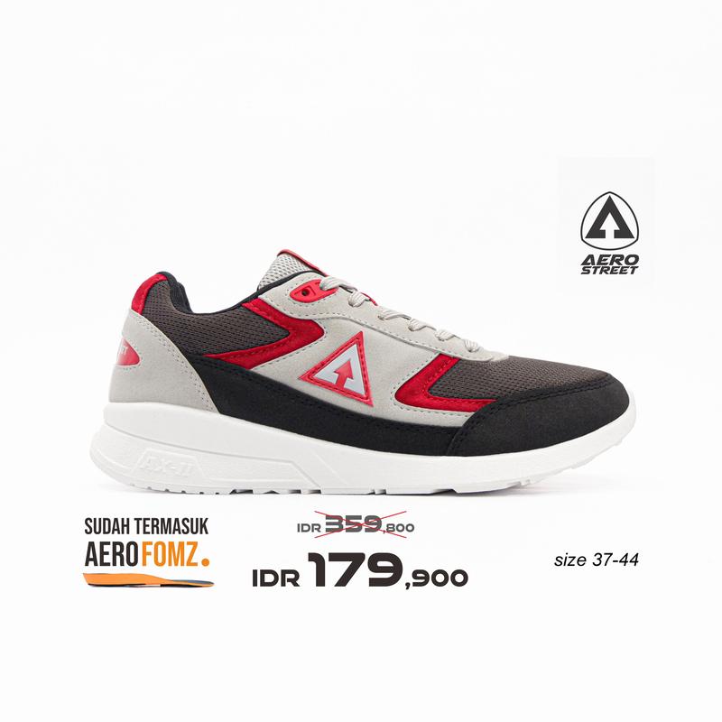 Aerostreet 36-45 Osaka Putih Abu Merah - Sepatu Sneakers Casual Pria Wanita Aero Street 21HH20 1
